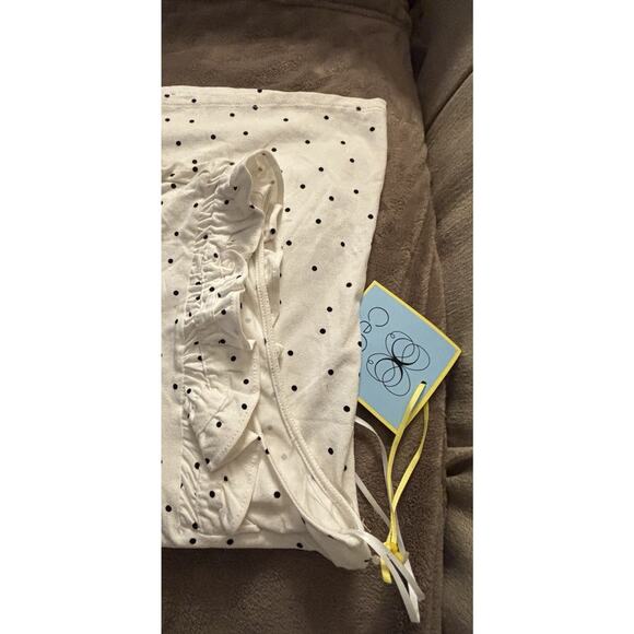 CeCe White With Black Dots Ruffled Sleeveless Black Collar - Picture 4 of 6